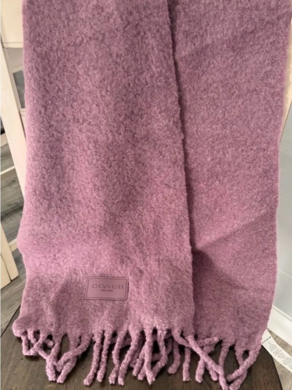 Coach Plush Bouclé Throw in Mauve Pink